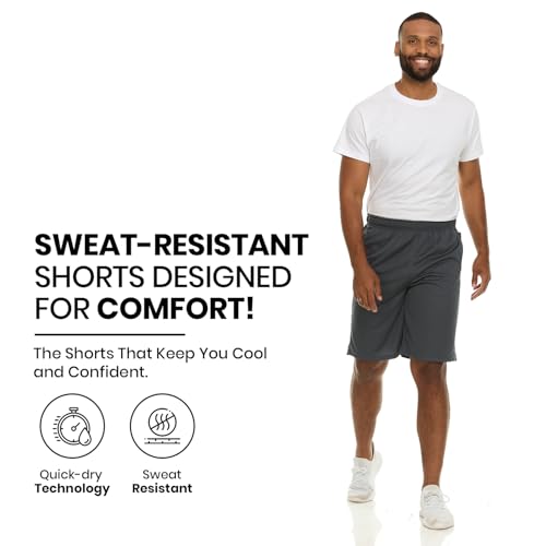 Essential Elements Men’s Athletic Shorts 4 Pack – Quick-Dry Moisture Wicking Basketball, Gym & Workout Shorts with Pockets - Image 3
