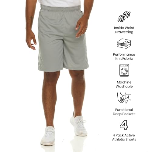 Essential Elements Men’s Athletic Shorts 4 Pack – Quick-Dry Moisture Wicking Basketball, Gym & Workout Shorts with Pockets - Image 4