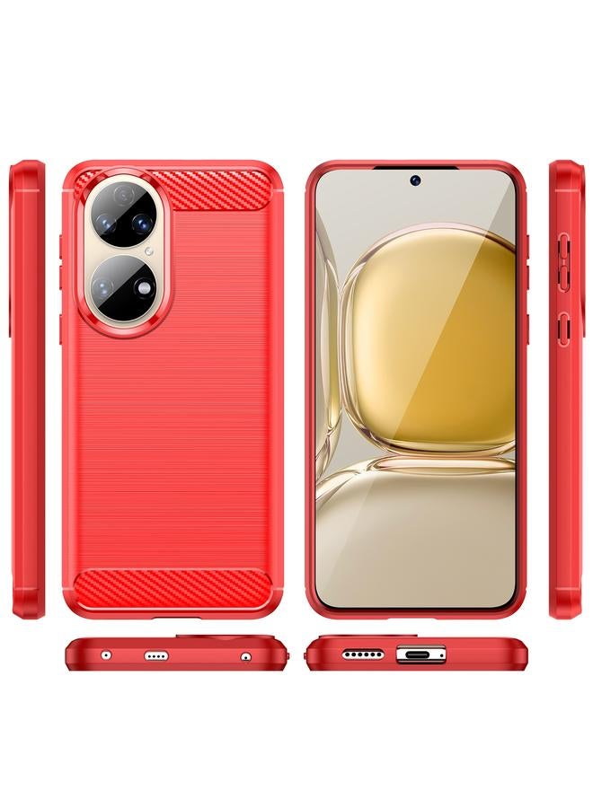 زبون جراب لهاتف Huawei P50E مصنوع من ألياف الكربون المصقولة TPU - Image 3