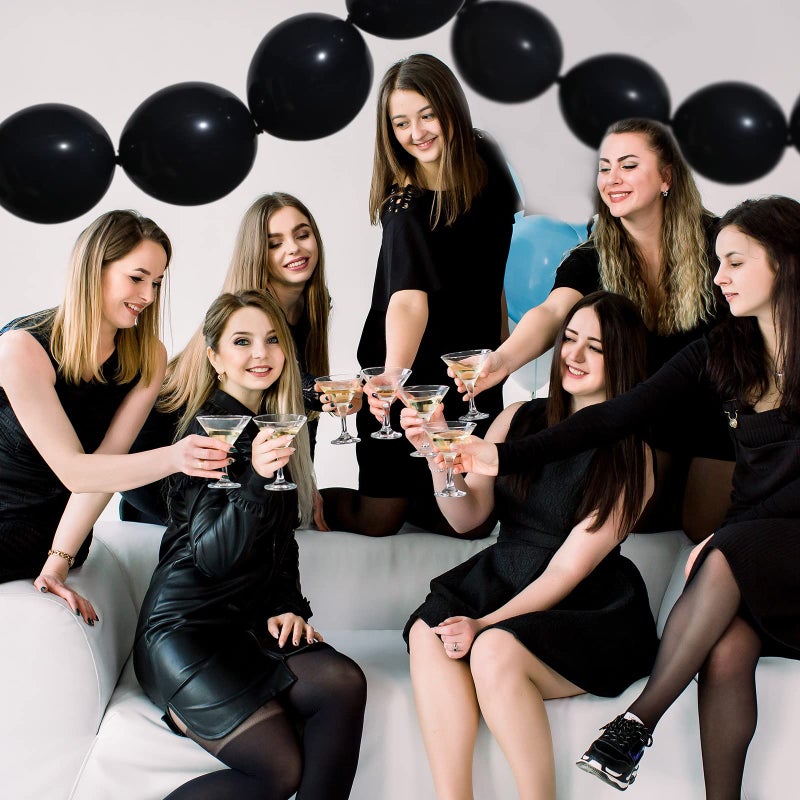 Meanplan 100 Pcs Link Balloon Quick Linking Latex Connected Balloons Linkable for New Year's Party Valentine's Day Carnival Wedding Decoration(10 Inch,Black) - Image 4