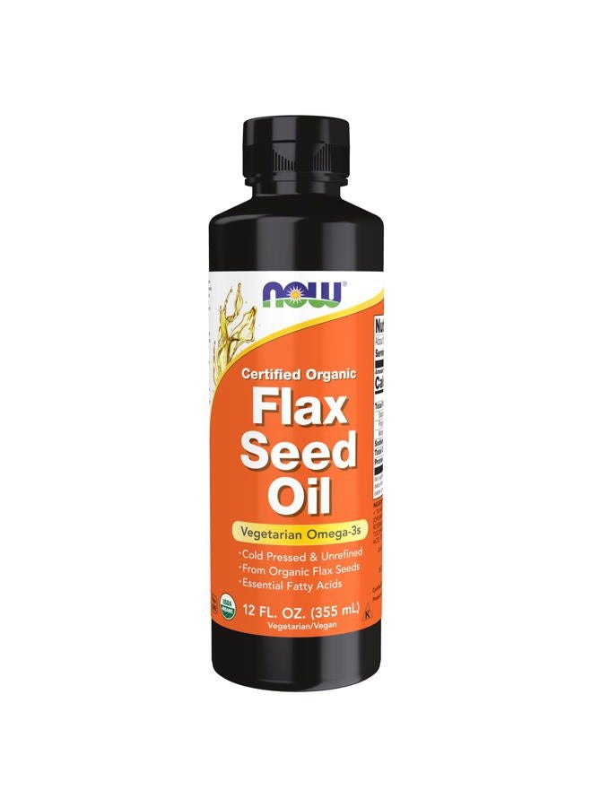 now Certified Liquid Cold-Pressed and Unrefined Organic Flax Seed Oil Supplements (12oz) - Image 1