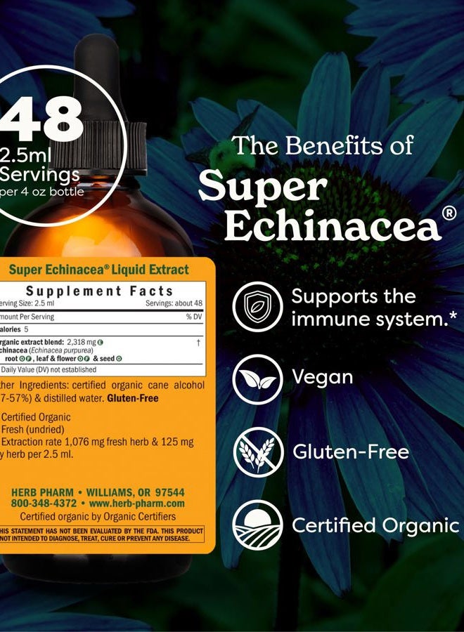 HERB PHARM Certified Organic Super Echinacea Liquid Extract for Active Immune System Support - 4 Oz - Image 2