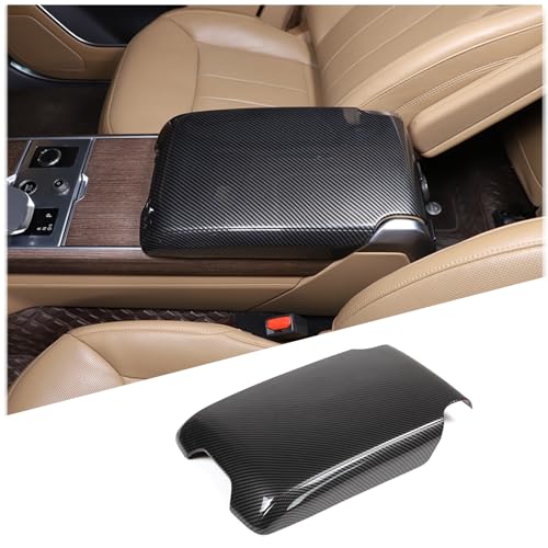 Heutamo Armrest Box Panel Cover Compatible with Land Rover Range Rover SportVogue 2023 2024Central Control Armrest Box Protective Cover Car Interior Trim Accessories Carbon Fiber Pattern
