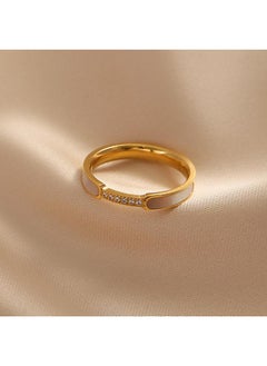 Style Light Luxury All-match Micro-inlaid Shell Ring Rose Gold White Fritillaria Titanium Steel Ring Women's Niche Design Does Not Fade