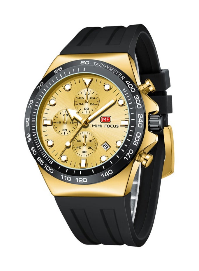 MINI FOCUS Mini Focus Men's Sport Watch with Gold Dial & Black Strap MF0488G - Image 2