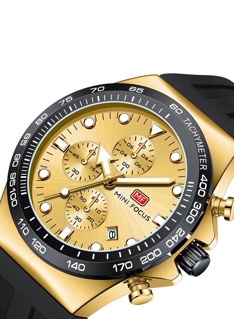 MINI FOCUS Mini Focus Men's Sport Watch with Gold Dial & Black Strap MF0488G - Image 3