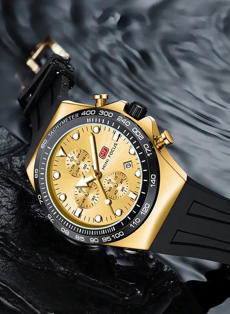MINI FOCUS Mini Focus Men's Sport Watch with Gold Dial & Black Strap MF0488G - Image 5