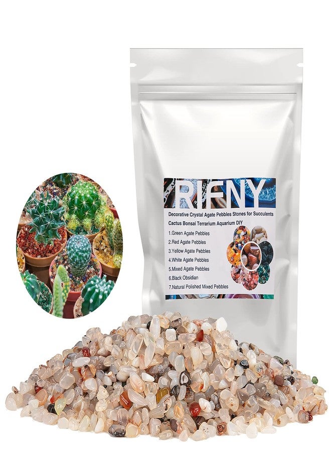 Rifny Decorative Polished Rocks, RIFNY 0.3" Gravel Rocks Crushed Crystal for Plant Flower Pots Succulents Cactus Bamboo Plant Vase Filler Aquarium Fish Tank Decorations and DIY Craft (3 LB, White) - Image 1
