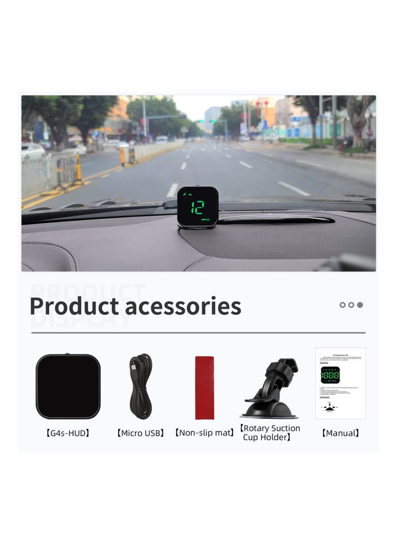 SYOSI - G4S Digital GPS Speedometer, New HUD Car Head Up Display with Digital Speed in MPH KPH, Universal Fatigue Driving Reminder, Overspeed Alarm Trip Meter, for All Vehicle (Green) - Image 1
