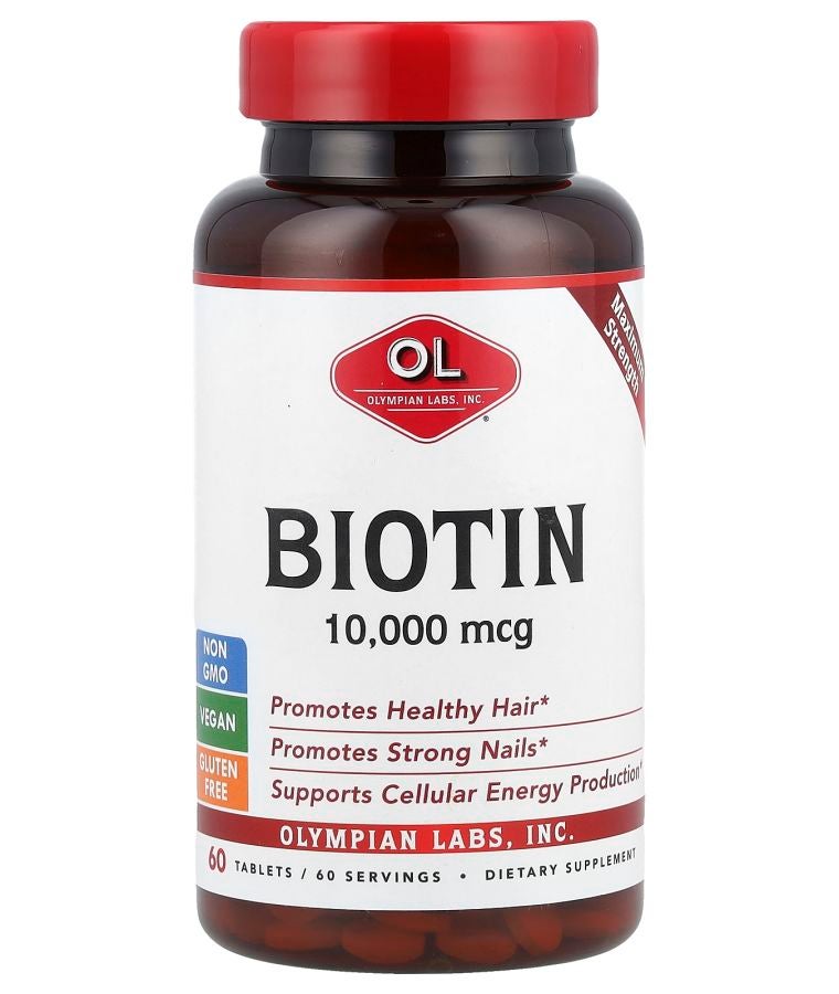 Olympian Labs Biotin Maximum Strength 10000 mcg 60 Tablets