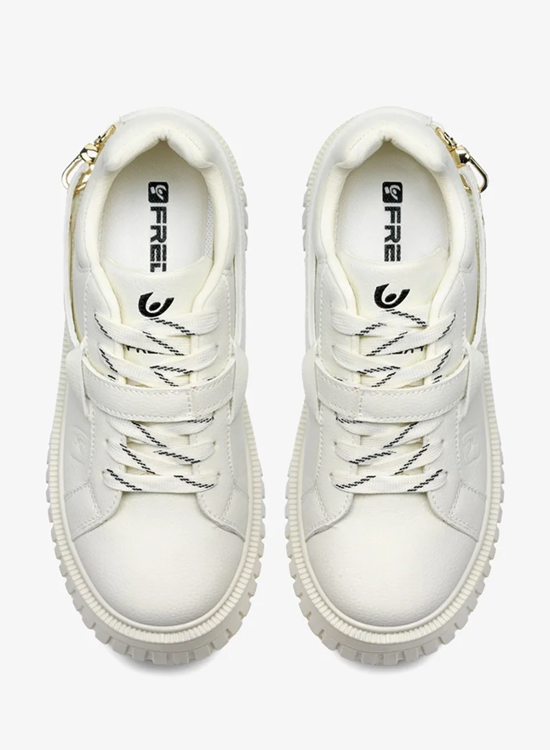 Freddy Off-White Freddy Women’s Platform Sneakers – Off-White Chunky Sole Casual Shoes with Gold Chain Detail for Women | Best Price UAE