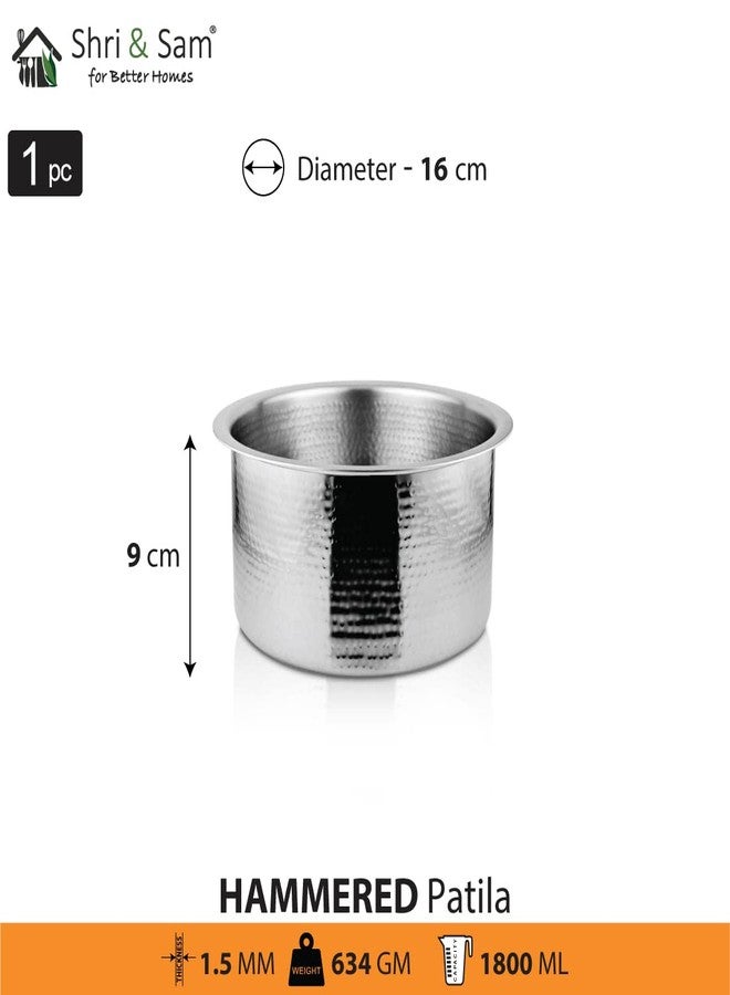 Shri & Sam Stainless Steel Heavy Weight Hammered Patila, 1.5 mm,16 cm - Image 3