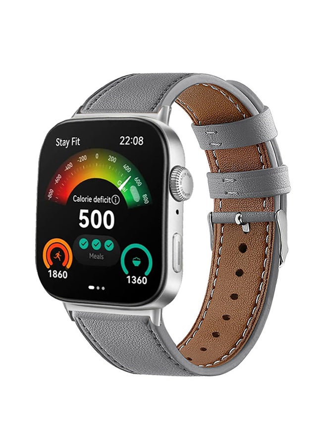 O Ozone O Ozone Leather Strap for Huawei Watch Fit 4pro/Fit 4/Fit 3, Soft Leather Sport Fitness Strap Bracelet for Men Women, Adjustable Replacement Band - Grey  - Image 1