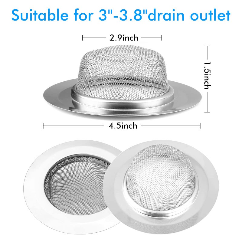 SOSUO 2Pcs Kitchen Sink Strainer, Stainless Steel Mesh Sink Drain Cover, Large Wide Rim 4.5" Diameter Sink Drain Strainer Basket Catcher - Image 3