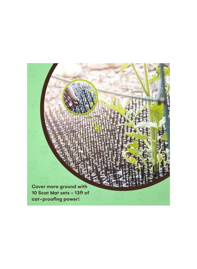 Generic - Outdoor Cat Repellent Scat Mat Set of 10, 16x13 Inch Square Cat Deterrent Mat with 1-Inch Plastic Spikes, Effective Cat Scratch Deterrent for Indoor & Outdoor Use, 13ft Coverage. - Image 1