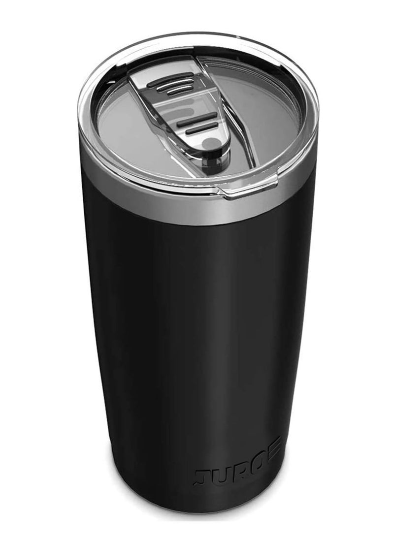 SYOSI Stainless Steel Vacuum Insulated Cup With Lid, Insulated Cup, Double-Layer Water Coffee Cup, 20 OZ(567.0 g) With Straw And Brush, Suitable For Home, Office, Ice And Hot Drinks (Black) - Image 1