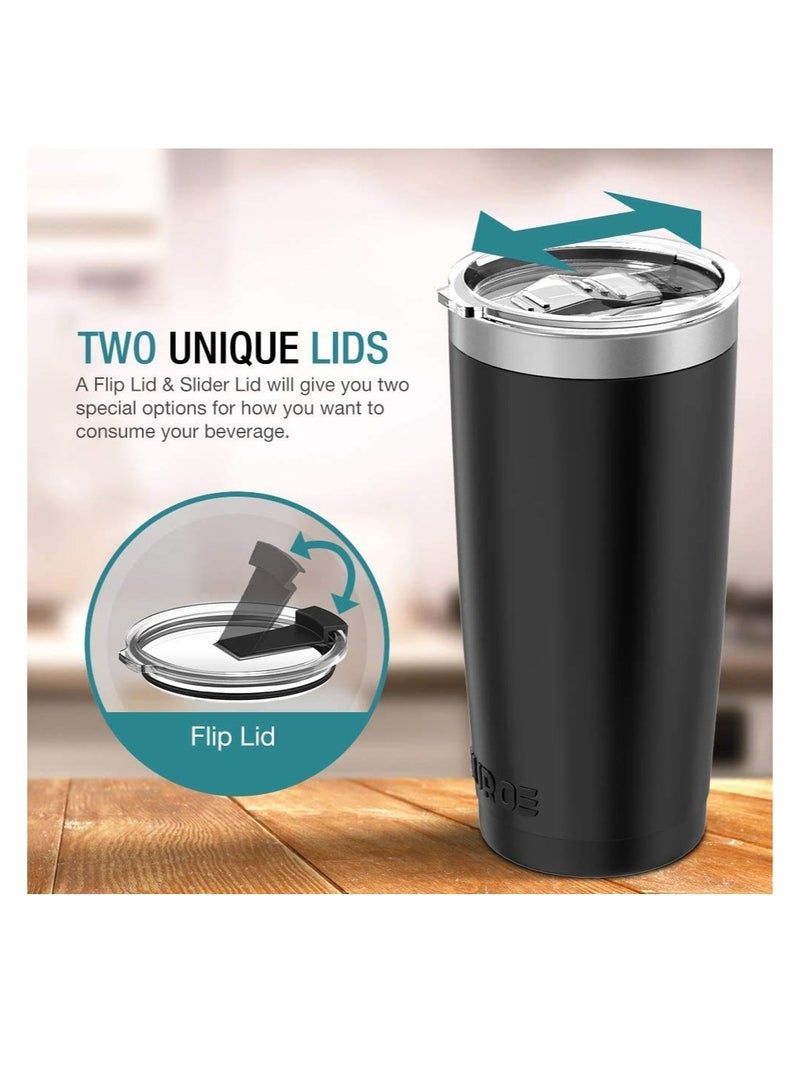 SYOSI Stainless Steel Vacuum Insulated Cup With Lid, Insulated Cup, Double-Layer Water Coffee Cup, 20 OZ(567.0 g) With Straw And Brush, Suitable For Home, Office, Ice And Hot Drinks (Black) - Image 2