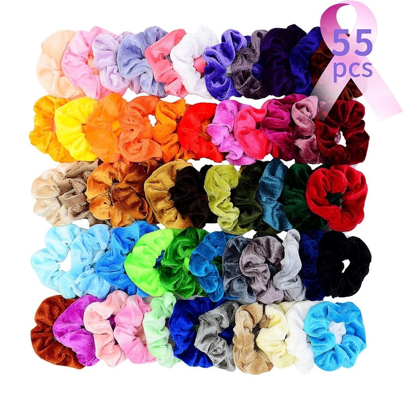 Chloven 55 Pcs Premium Velvet Hair Scrunchies Elastics Bobbles Hair Bands Scrunchy Hair Ties Ropes Scrunchies for Women Girls Accessories - Image 2