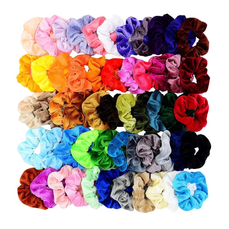 Chloven 55 Pcs Premium Velvet Hair Scrunchies Elastics Bobbles Hair Bands Scrunchy Hair Ties Ropes Scrunchies for Women Girls Accessories - Image 1