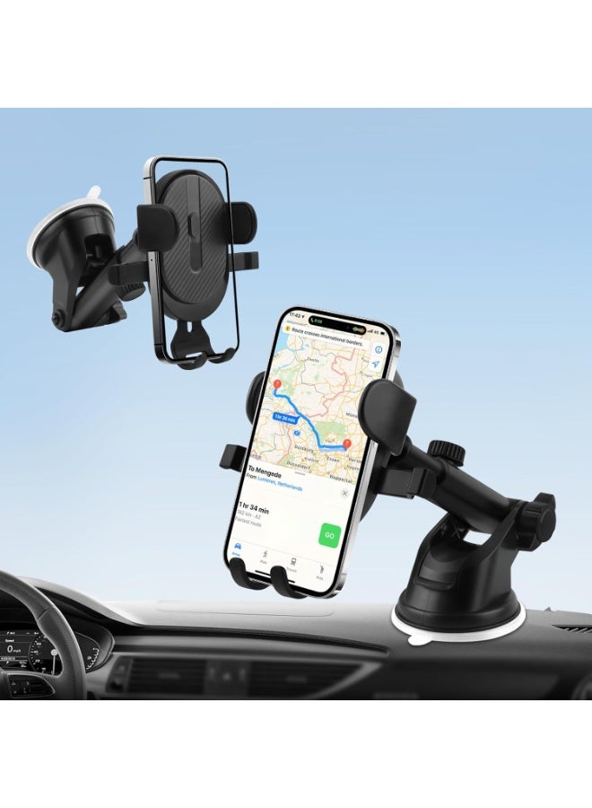 Car Phone Holder[Upgraded Powerful Suction & Stable Clamp Arm]-360°Adjustable Universal Car Mount for Dashboard