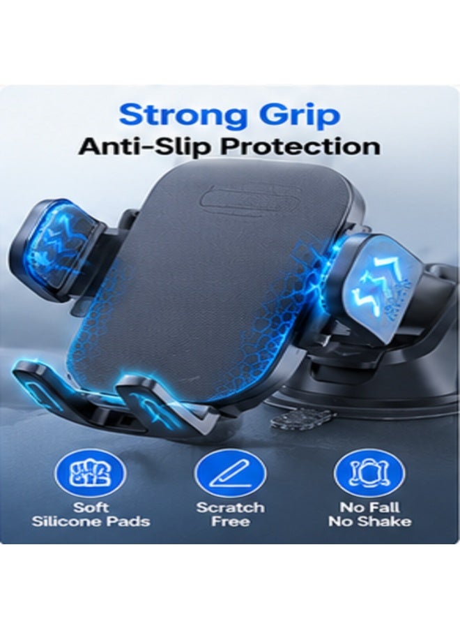 IMPERIUM Premium Universal Car Phone Holder Mount for Windshield, Dashboard & Air Vent – 360° Rotating Hands-Free Mobile Phone Stand with Strong Suction Cup, Secure Grip & Adjustable Viewing Angle for iPhone, Android & All Smartphones, Dark Black - Image 3