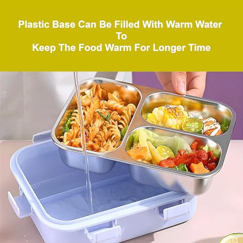KBV Leak-Proof Stainless Steel Lunch Box (3 Compartment) – BPA-Free Airtight Insulated Tiffin Box with Spoon & Chopsticks | Food Grade Bento Lunch Box for School, Office, Kids, Travel | ISI Mark - Image 4
