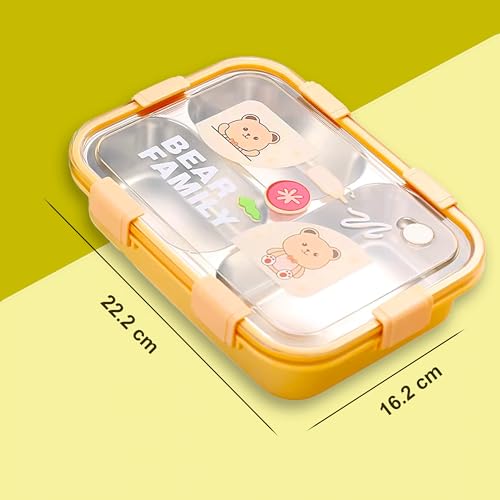 KBV Leak-Proof Stainless Steel Lunch Box (3 Compartment) – BPA-Free Airtight Insulated Tiffin Box with Spoon & Chopsticks | Food Grade Bento Lunch Box for School, Office, Kids, Travel | ISI Mark - Image 3