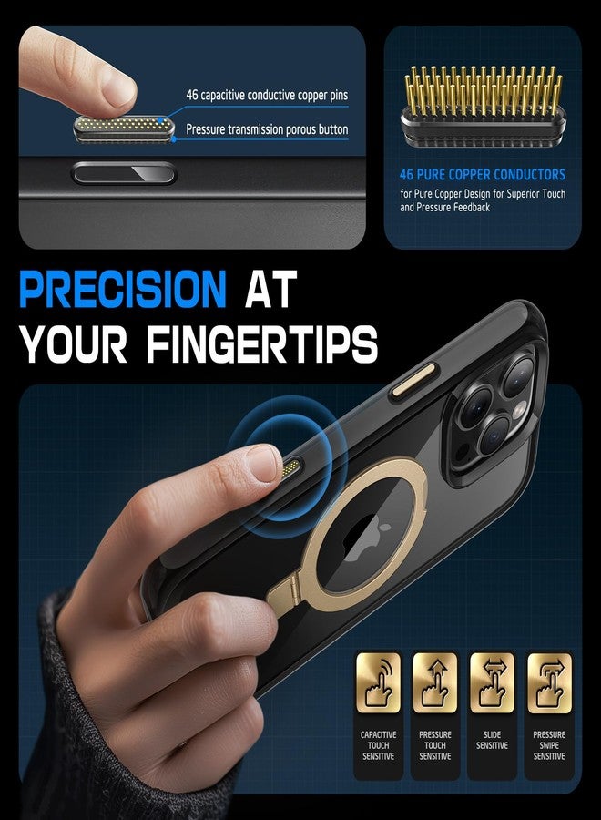 سوبكيس جراب SUPCASE لهاتف iPhone 16 Pro Max مع زر تحكم بالكاميرا (يونيكورن بيتل ماج)، [حامل مدمج] [متوافق مع MagSafe] [حماية فائقة] جراب هاتف مغناطيسي شفاف، أسود/ذهبي - Image 3