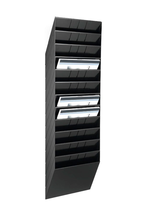 ديورابل حامل ملفات يثبت على الحائط بسعة 12 مقسما لوثائق A4 أفقي، يستوعب حتى 24 مم سماكة حشوة، يتحمل تقريبا 6 كجم، حل جداري موفر للمساحة ومنتج ألماني مثالي للاستقبال — ديوريبل - Image 3