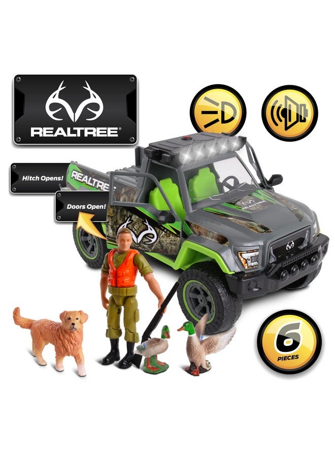 NKOK Realtree 1:18 Scale: Duck Hunting Playset - 6 Piece Friction Powered Lights & Sounds Truck, Realtree Camo, Duck Hunting #21722, Officially Licensed, for Kids Ages 3+ - Image 3