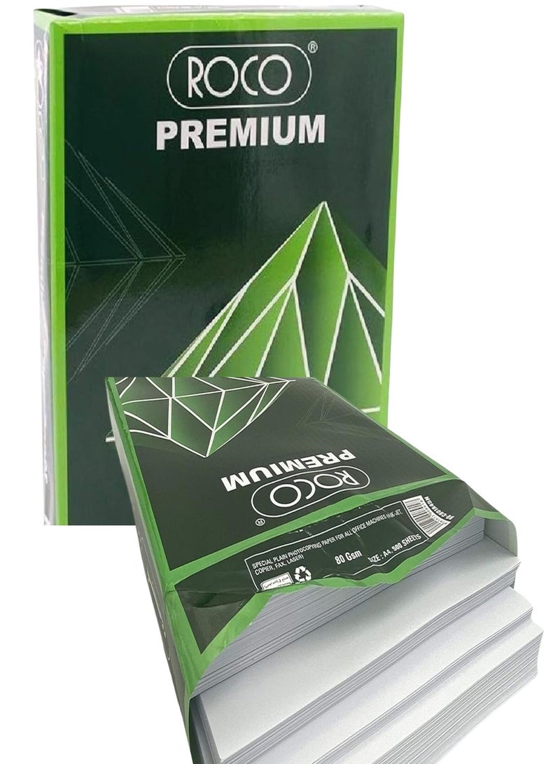 روكو ورق طباعة A4 عدد 2 رزمة  1000 ورقة وزن 80 جم متعدد الاستخدامات للطابعات الليزر  والنافثة للحبر والتصوير من روكو لون أبيض مقاس A4 - Image 3