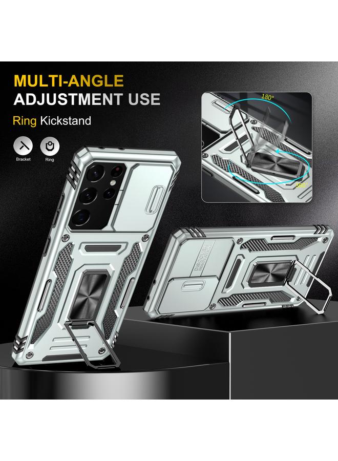 S-TOP Case For Samsung Galaxy S21 Ultra 5G Armor PC + TPU Camera Shield Phone Case - Image 4