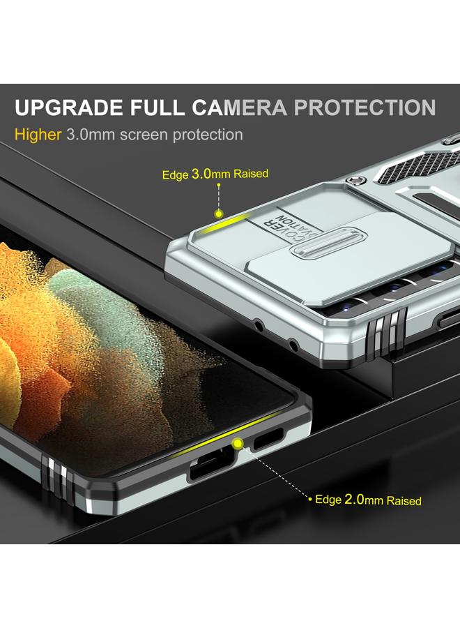 S-TOP Case For Samsung Galaxy S21 Ultra 5G Armor PC + TPU Camera Shield Phone Case - Image 3