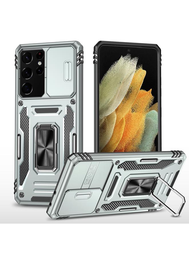 S-TOP Case For Samsung Galaxy S21 Ultra 5G Armor PC + TPU Camera Shield Phone Case - Image 1