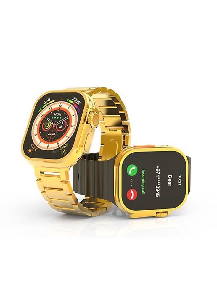 Haino Teko WS09 Smart Watch Ultra Golden Edition with Three Set Strap and Wireless Charger For Men's and Women's - Image 1