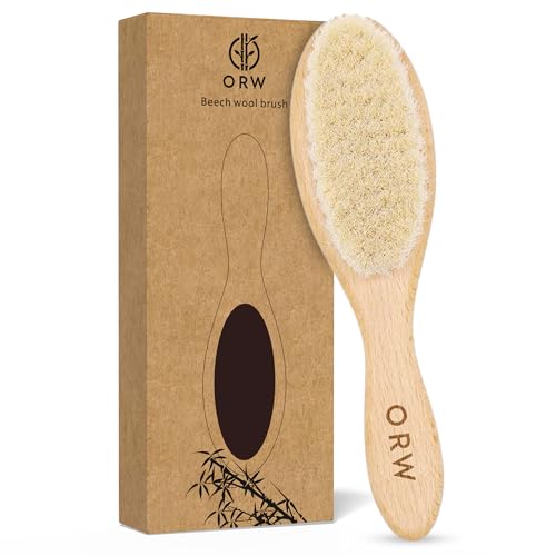 ORW OREN’S Baby Hair Brush - Perfect for Newborn, Toddlers, Infants, Girls & Boys - Beechwood Handle & Goat Hair White Soft Bristle Brush for Gentle Scalp Grooming, Cradle Cap Relief - Image 1