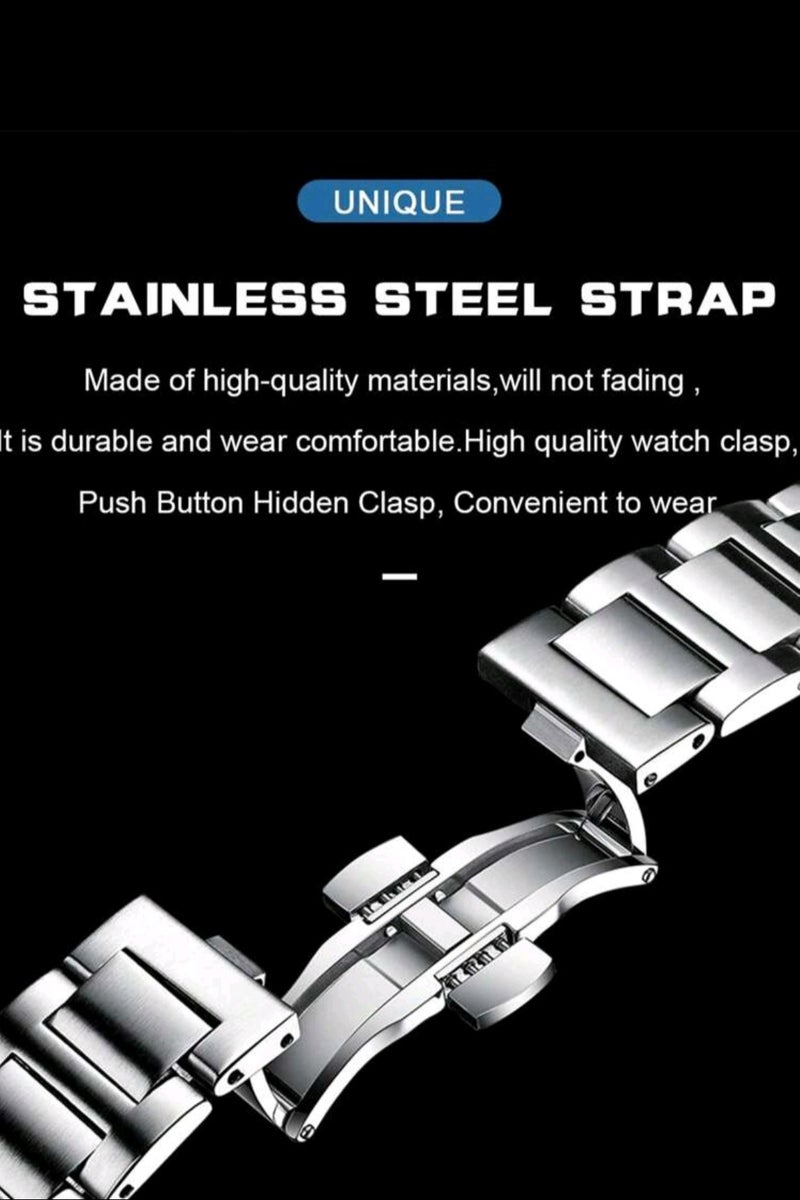 پوداجار ساعات رجالية كوارتز فاخرة عالية الجودة من الفولاذ المقاوم للصدأ | رياضية مقاومة للماء | تاريخ مضيء | شاشة مربعة ٤٠مم - Image 4