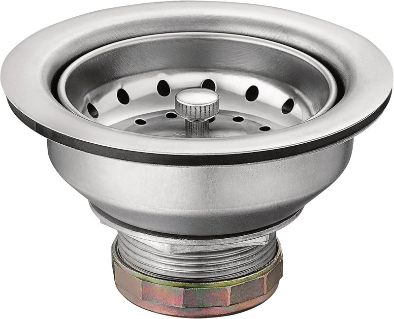 MOEN Kitchen Sink Stainless Steel Basket Strainer with Drain Assembly, 3-1/2 Inch Sink Drain Stopper Plug, 22036 - Image 1