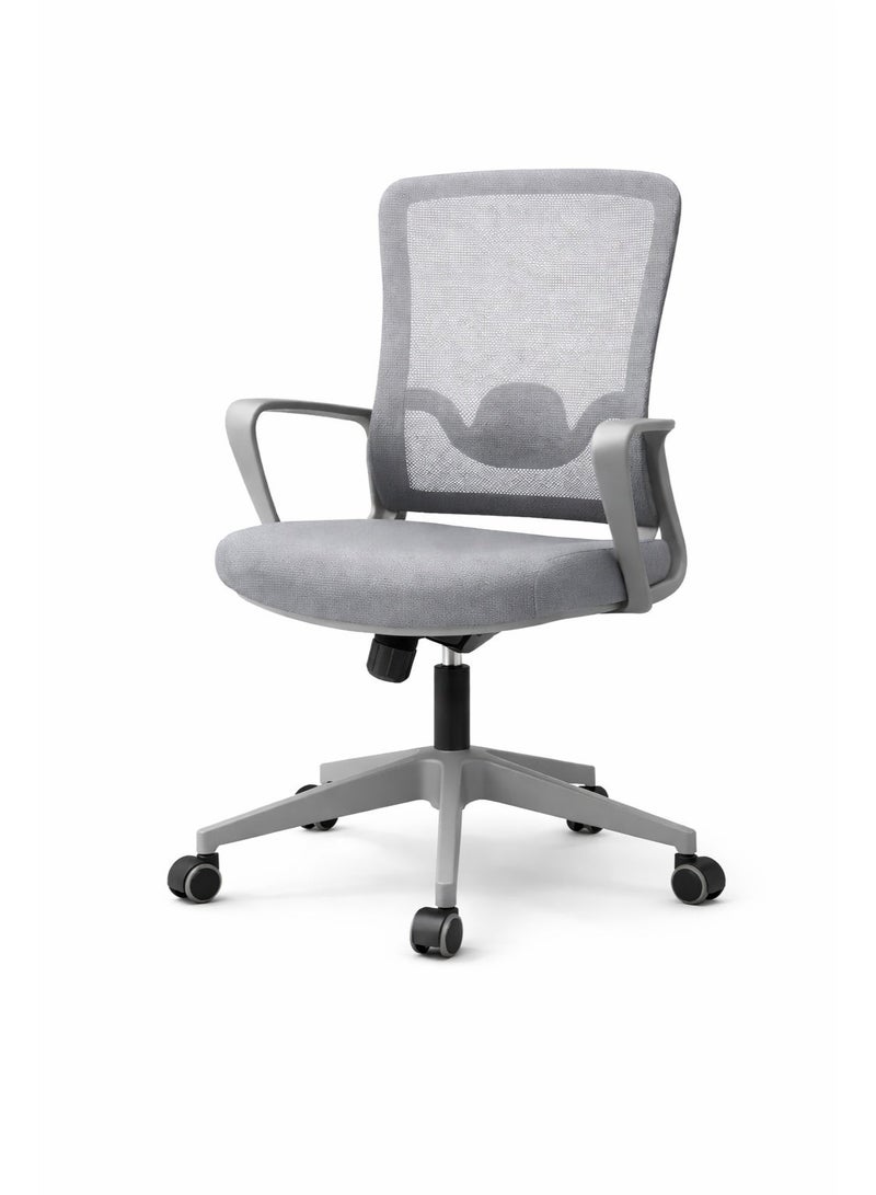 FURALUX Ergonomic Mesh Office Chair with Adjustable Lumbar Support, Armrests & Swivel Wheels – Mid Back Executive Desk Chair for Home & Office - Grey - Image 1