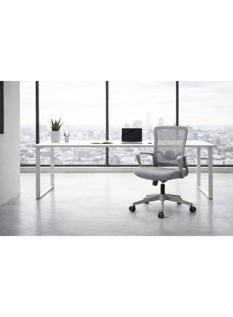 FURALUX Ergonomic Mesh Office Chair with Adjustable Lumbar Support, Armrests & Swivel Wheels – Mid Back Executive Desk Chair for Home & Office - Grey - Image 2