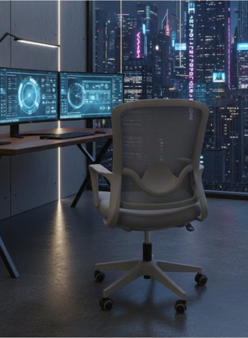 FURALUX Ergonomic Mesh Office Chair with Adjustable Lumbar Support, Armrests & Swivel Wheels – Mid Back Executive Desk Chair for Home & Office - Grey - Image 4