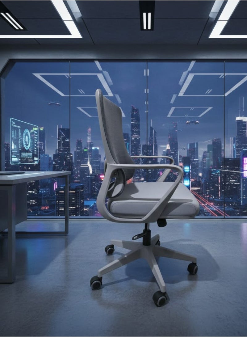 FURALUX Ergonomic Mesh Office Chair with Adjustable Lumbar Support, Armrests & Swivel Wheels – Mid Back Executive Desk Chair for Home & Office - Grey - Image 5