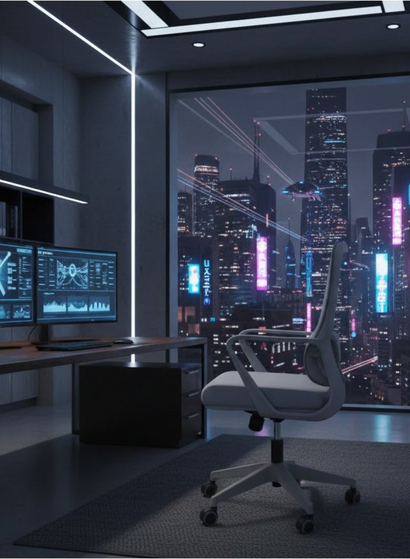 FURALUX Ergonomic Mesh Office Chair with Adjustable Lumbar Support, Armrests & Swivel Wheels – Mid Back Executive Desk Chair for Home & Office - Grey - Image 3