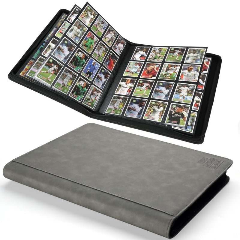 Arkeiliy Premium Ringless Trading Card Binder 1024 Capacity 16 SideLoading Pockets per Page Archival Quality Protection AntiSlip Spine for TCG MTG Sports Cards Gray - Image 2
