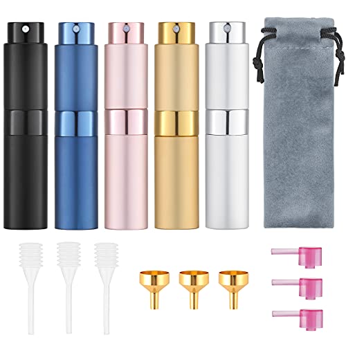 Tekson Travel Perfume Atomizer Refillable 8ml 5 PCS Travel Cologne Sprayer Mini Perfume Bottle Empty Small 5 Colors - Image 1