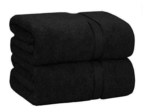 cOTTON cRAFT Ultra Soft Bath Sheets - 2 Pack - 35 x 70 - Absorbent Quick Dry Everyday Luxury Hotel Bathroom Spa gym Shower Beach Pool Travel Dorm - 100% Ringspun cotton - 580 gSM - Easy care - Black