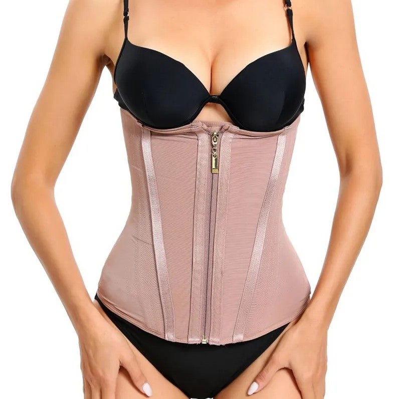 Bluejw Mesh Nylon Waist Trimmer - Premium Exercise Belt, Zip & Hook-Eye Waist Cincher Corset for Women - Image 1
