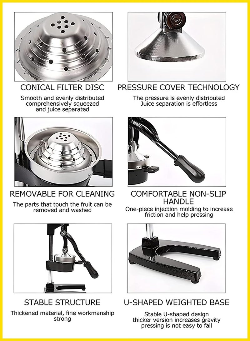 JAJEEK Manual Metal Hand Citrus Juicer – Lemon Squeezer with Lever for Lime, Orange, Pomegranate, Grapefruit – Fresh Healthy Large Juice Press Extractor Machine, Durable Stainless Steel Design - Image 3