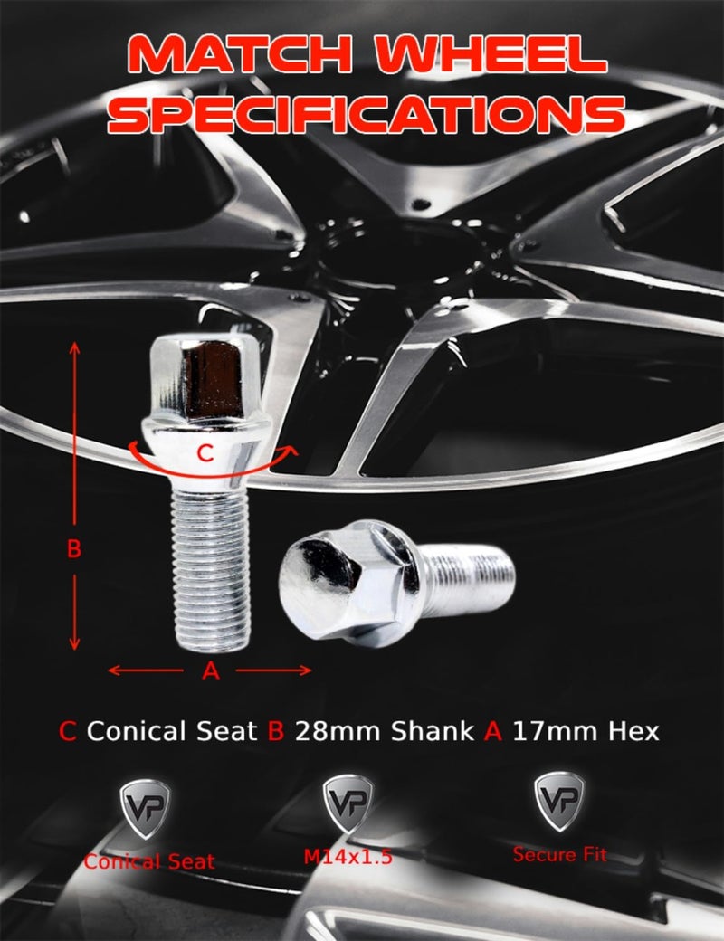 Veritek Performance Chrome Wheel Lug Bolts Set - Image 5