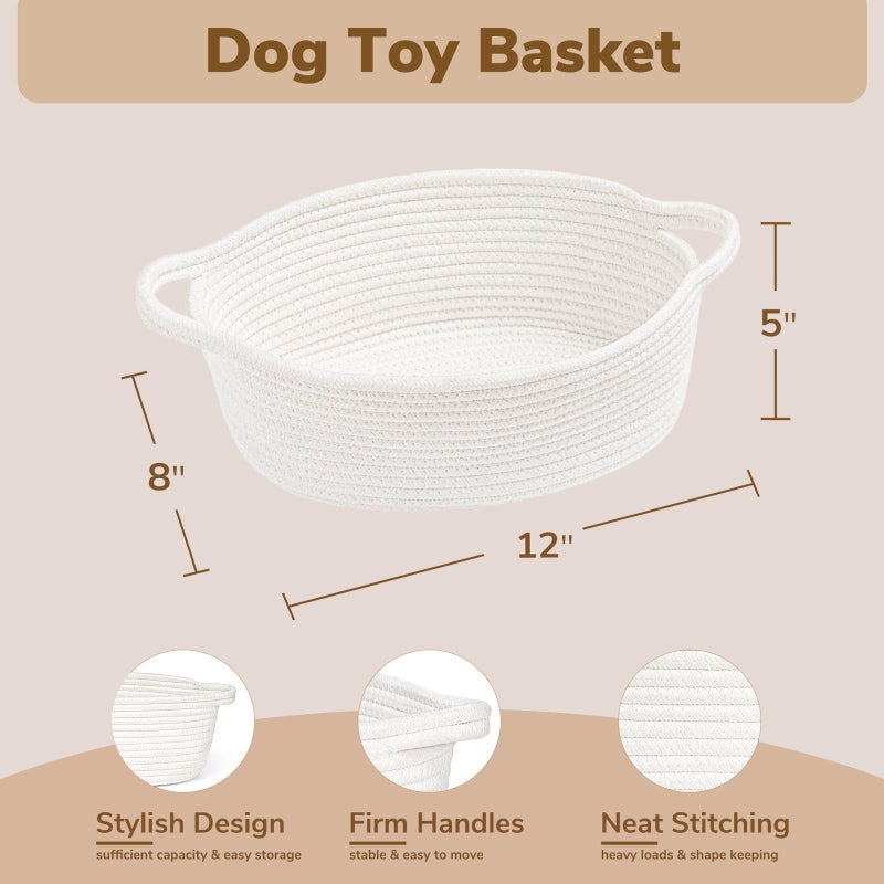 Goodpick White Baby Laundry Basket with Handles, Cute Cotton Rope Baskets for Toys, Small Basket for Organizing Gifts,Snacks,Woven Storage Baskets for Bathroom, 12"x 8" x 5" - Image 4